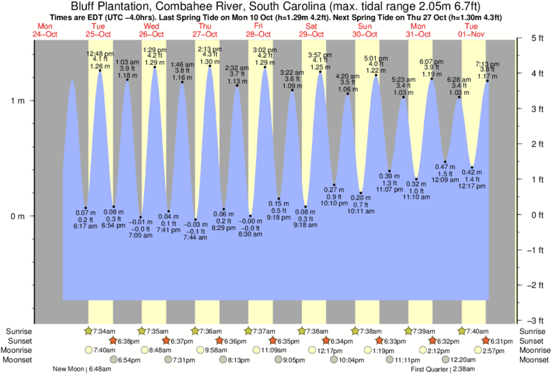 Tide Times and Tide Chart for Bluff Plantation, Combahee River