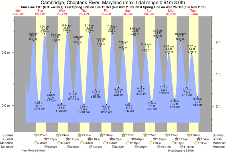 Tide Times and Tide Chart for Cambridge, Choptank River