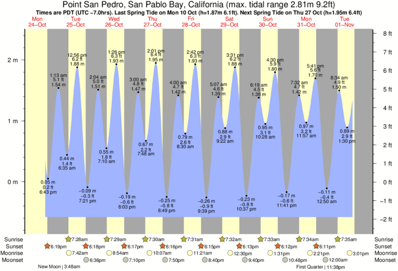 Tide Times and Tide Chart for Point San Pedro, San Pablo Bay