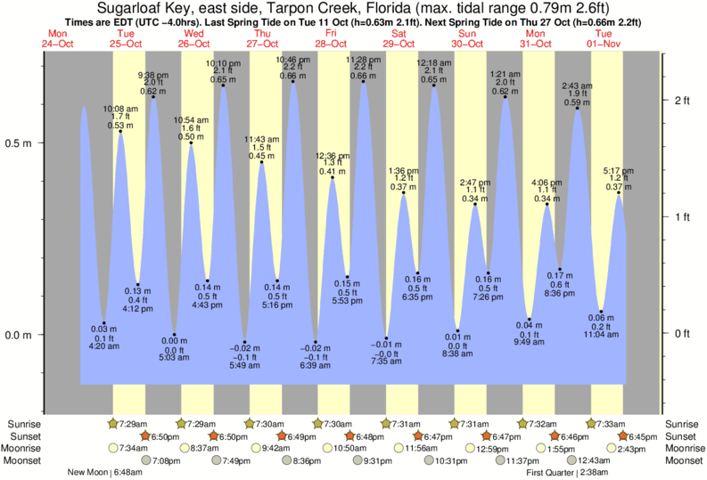 Tide Times and Tide Chart for Sugarloaf Key, east side, Tarpon Creek