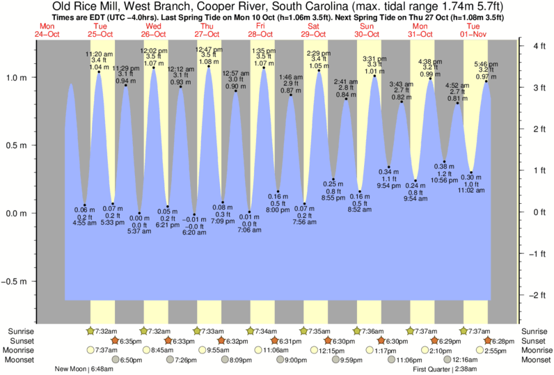 Tide Times and Tide Chart for Old Rice Mill, West Branch, Cooper River