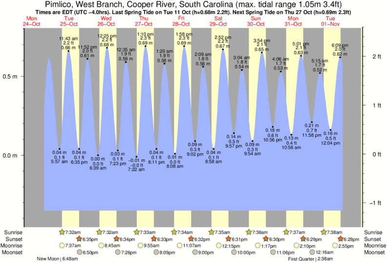 Tide Times and Tide Chart for Pimlico, West Branch, Cooper River